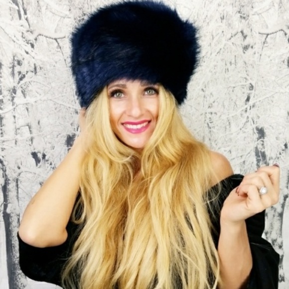 MODA ME COUTURE Accessories - ROYAL BLUE RUSSIAN FAUX FUR HAT